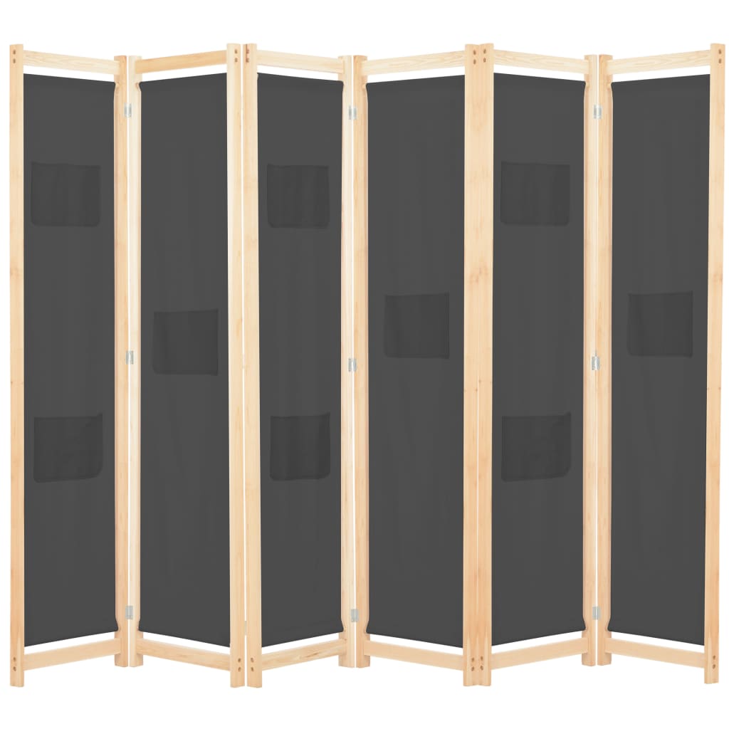 Berkfield 6-Panel Room Divider Grey 240x170x4 cm Fabric