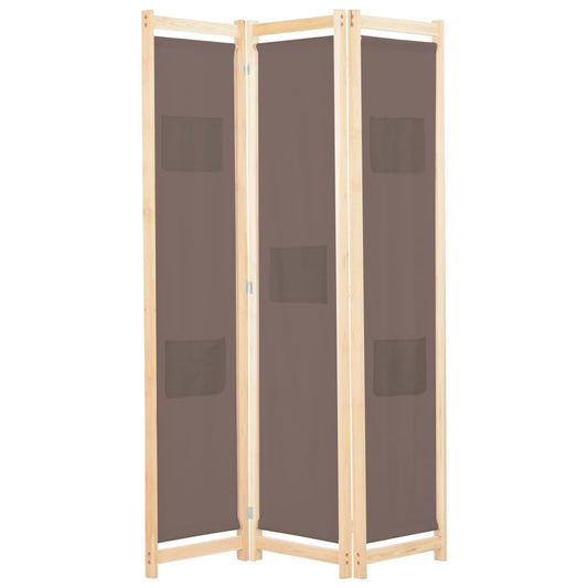 Berkfield 3-Panel Room Divider Brown 120x170x4 cm Fabric