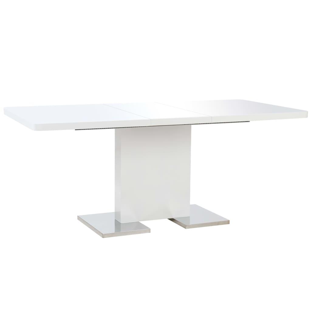 Berkfield Extendable Dining Table High Gloss White 180x90x76 cm MDF