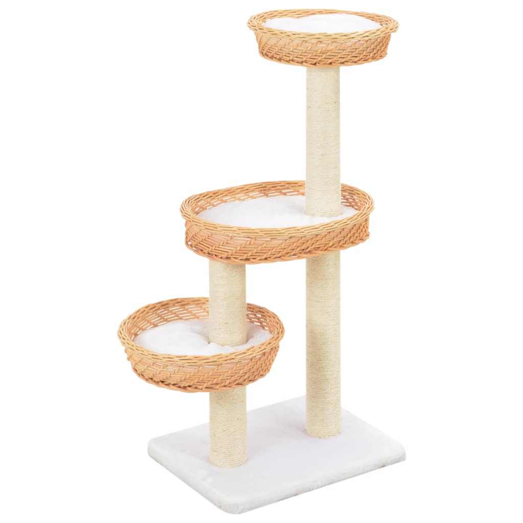 Berkfield Cat Tree with Sisal Scratching Post Natural Willow Wood