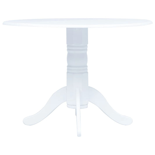Berkfield Dining Table White 106 cm Solid Rubber Wood