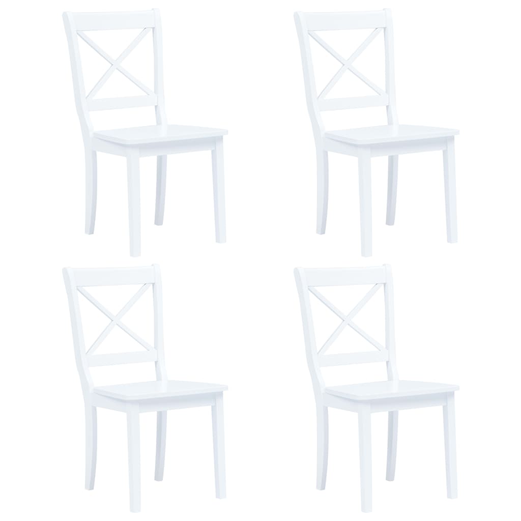 Berkfield Dining Chairs 4 pcs White Solid Rubber Wood