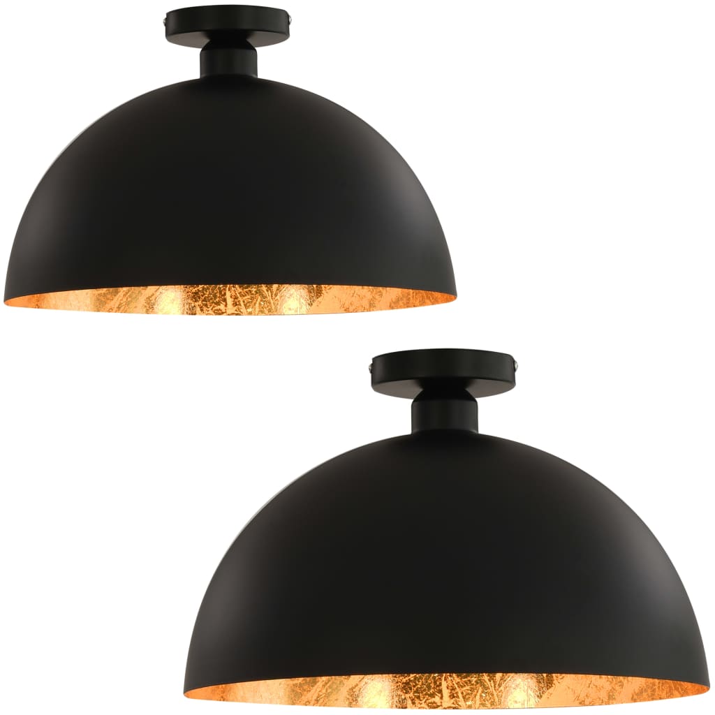 Berkfield Ceiling Lamps 2 pcs Black and Gold Semi-spherical E27