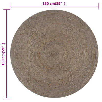 Berkfield Handmade Rug Jute Round 150 cm Grey