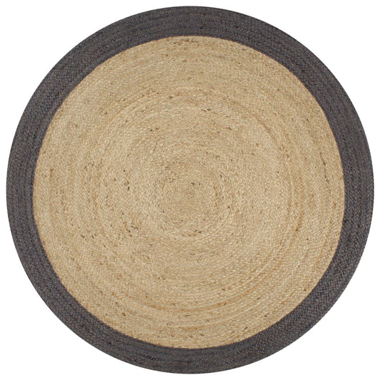 Berkfield Handmade Rug Jute with Dark Grey Border 90 cm