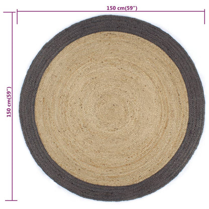 Berkfield Handmade Rug Jute with Dark Grey Border 150 cm