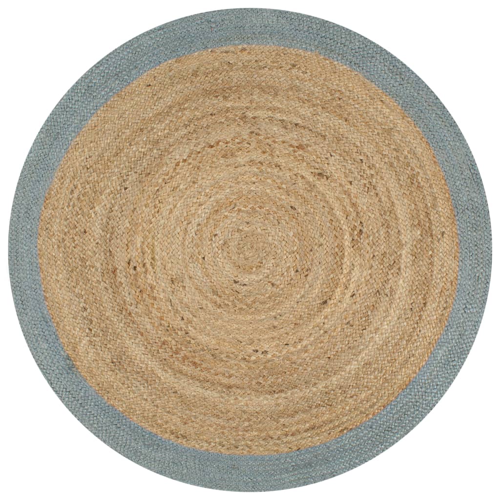 Berkfield Handmade Rug Jute with Olive Green Border 120 cm