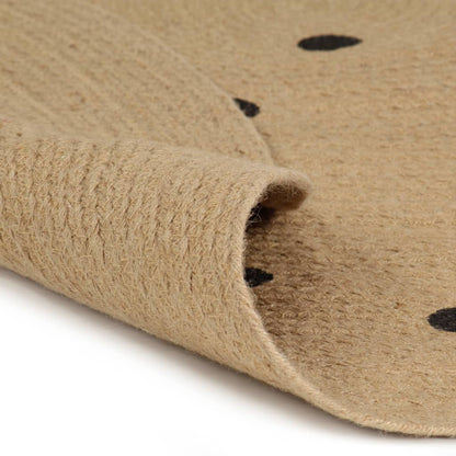 Berkfield Handmade Rug Jute with Print Polka Dot 120 cm