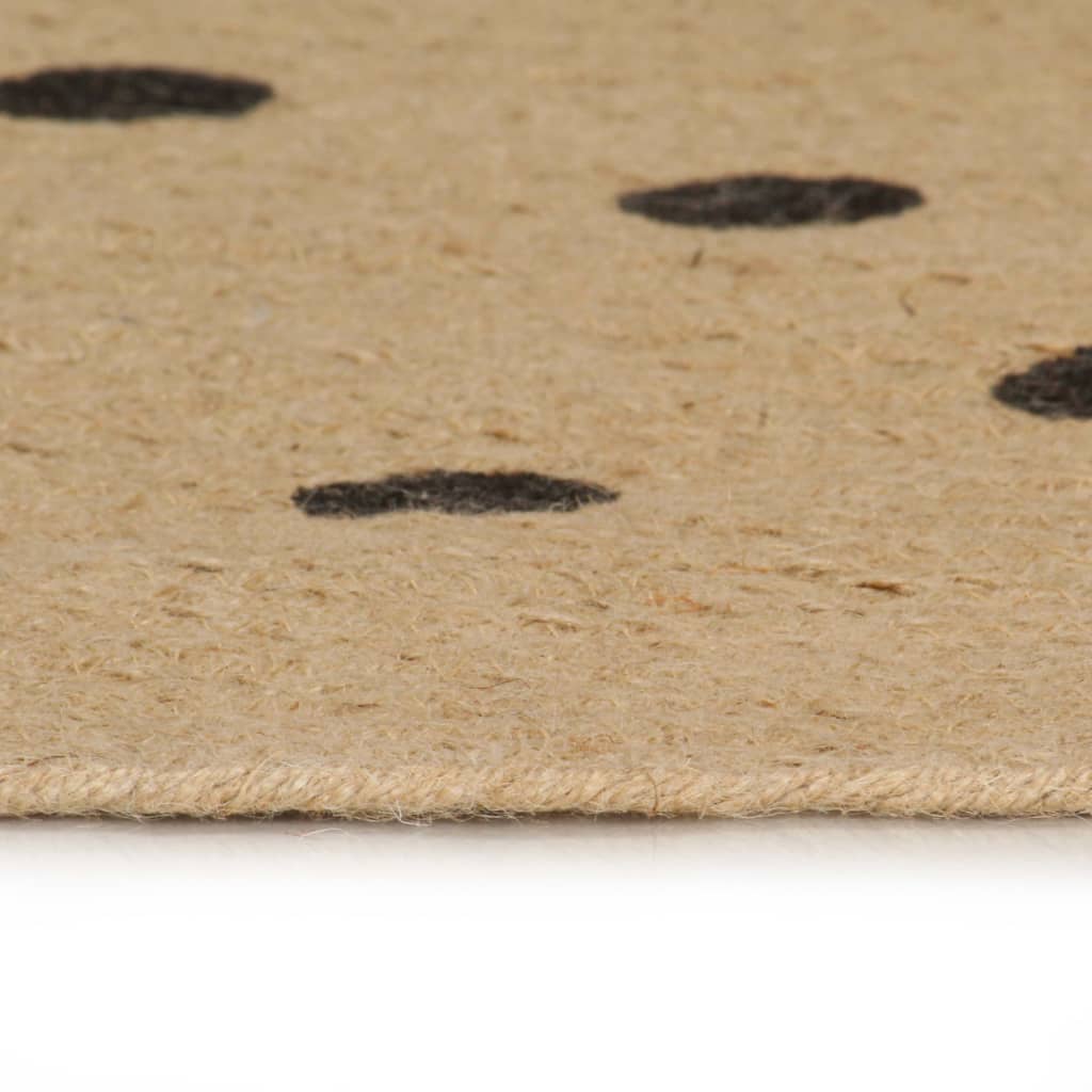 Berkfield Handmade Rug Jute with Print Polka Dot 120 cm