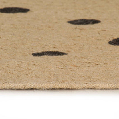Berkfield Handmade Rug Jute with Print Polka Dot 120 cm
