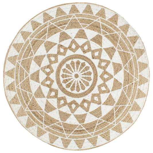 Berkfield Handmade Rug Jute with White Print 120 cm