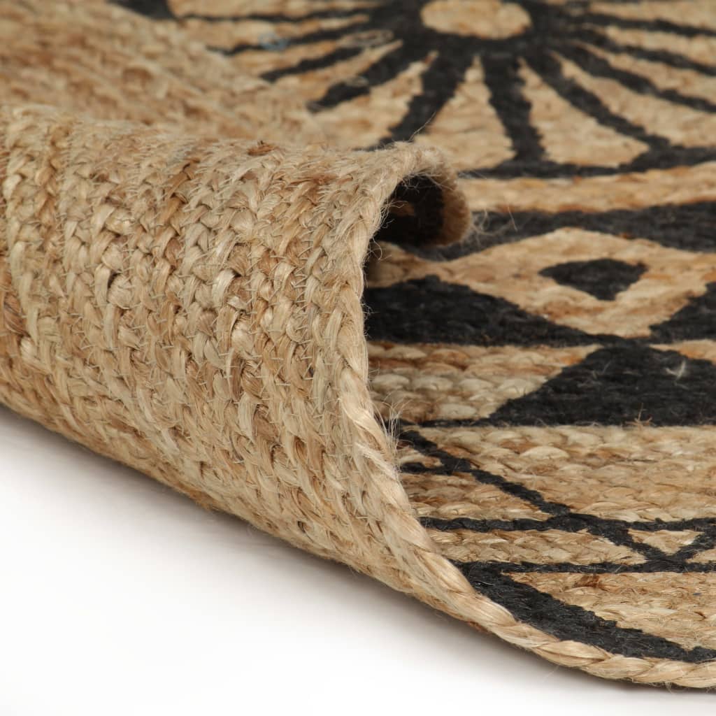 Berkfield Handmade Rug Jute with Black Print 150 cm
