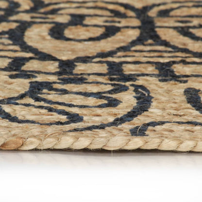 Berkfield Handmade Rug Jute with Dark Blue Print 120 cm