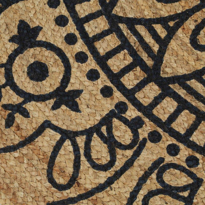 Berkfield Handmade Rug Jute with Dark Blue Print 120 cm