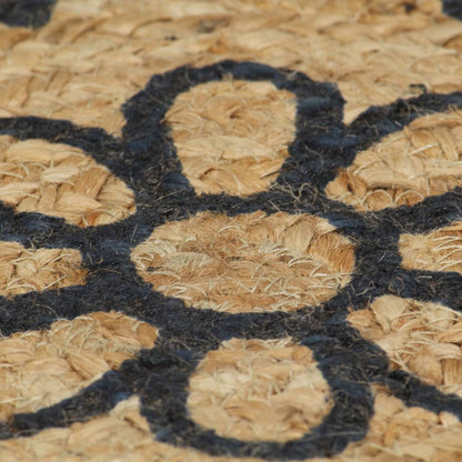 Berkfield Handmade Rug Jute with Dark Blue Print 120 cm