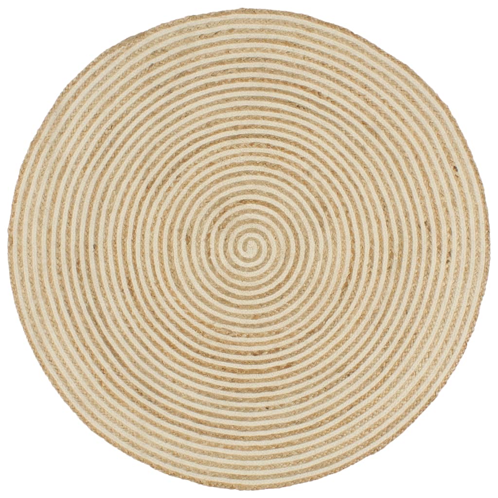 Berkfield Handmade Rug Jute with Spiral Design White 120 cm