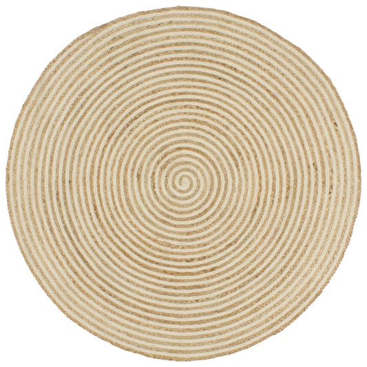 Berkfield Handmade Rug Jute with Spiral Design White 120 cm
