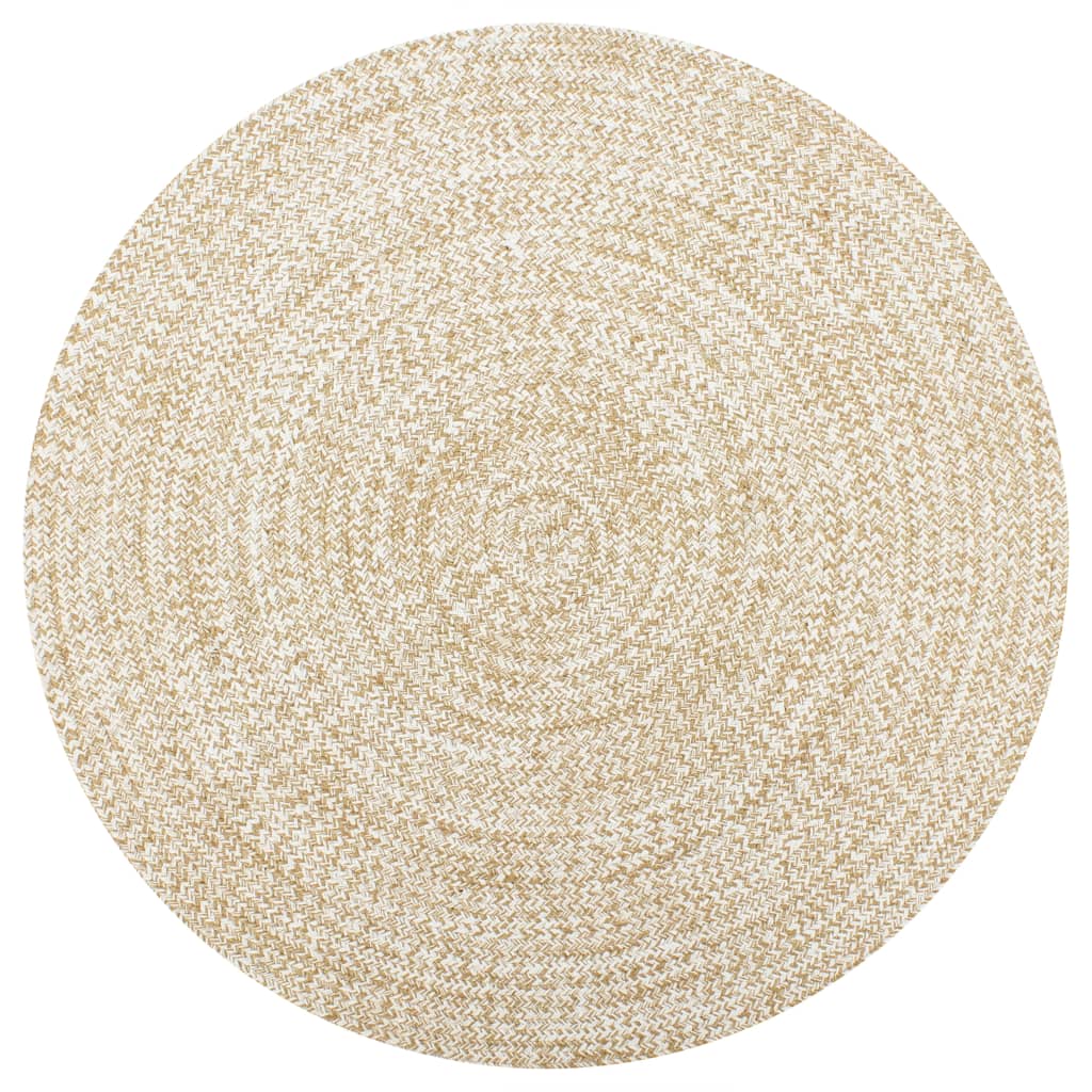 Berkfield Handmade Rug Jute White and Natural 90 cm