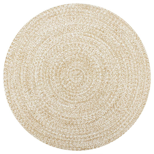 Berkfield Handmade Rug Jute White and Natural 90 cm