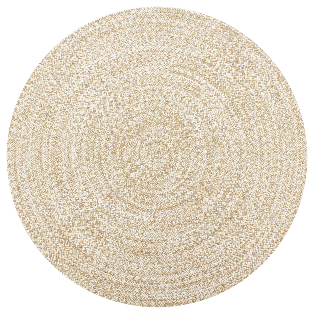 Berkfield Handmade Rug Jute White and Natural 150 cm