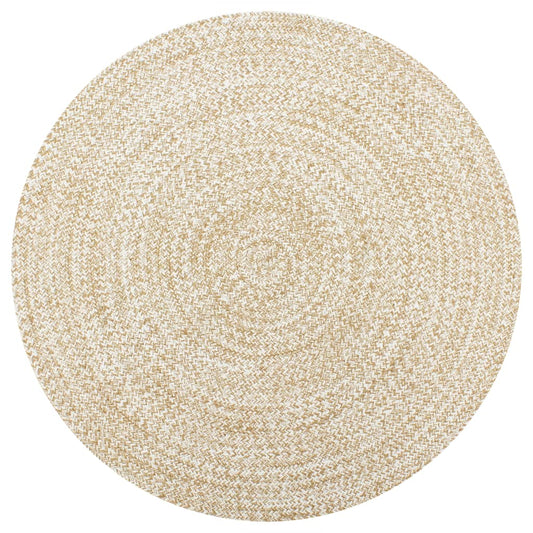 Berkfield Handmade Rug Jute White and Natural 150 cm
