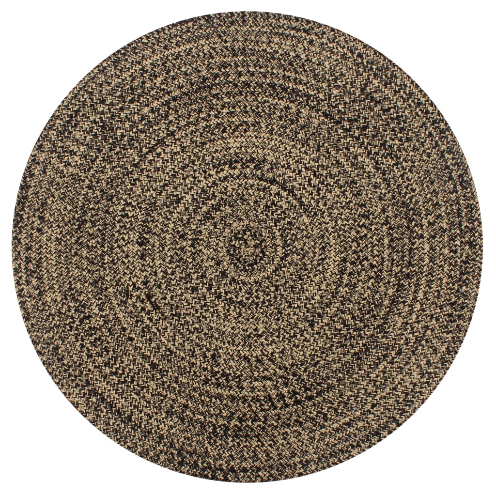 Berkfield Handmade Rug Jute Black and Natural 90 cm