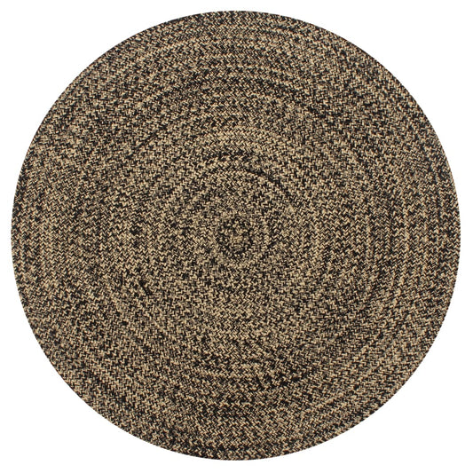 Berkfield Handmade Rug Jute Black and Natural 90 cm