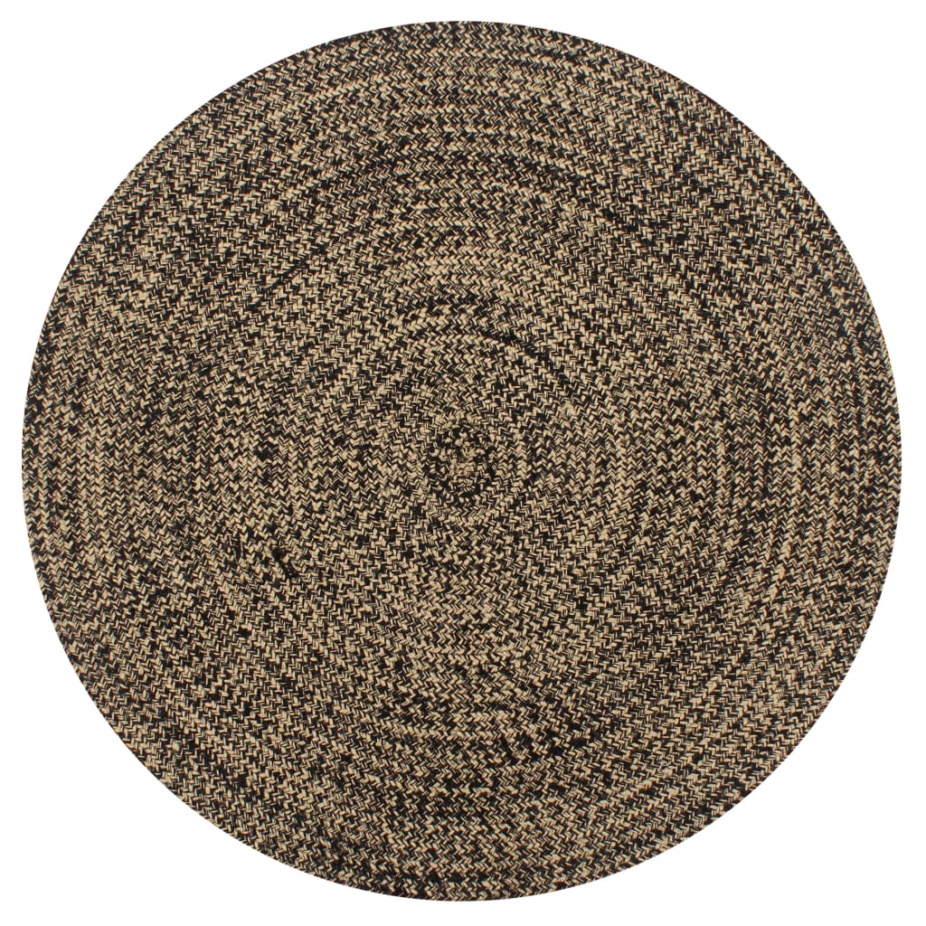Berkfield Handmade Rug Jute Black and Natural 120 cm