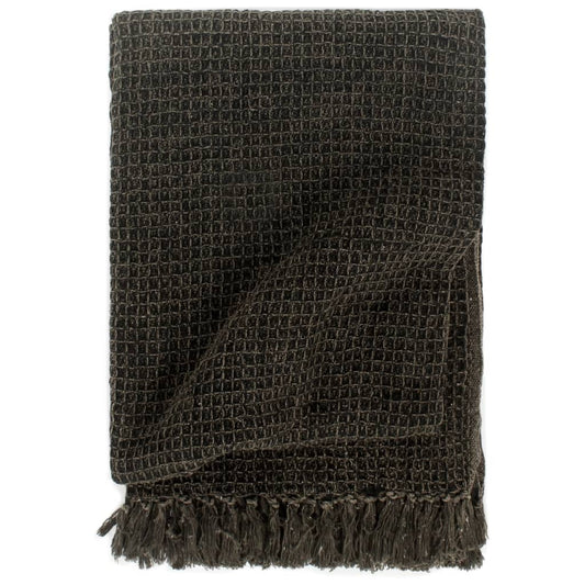 Berkfield Throw Cotton 125x150 cm Anthracite/Brown