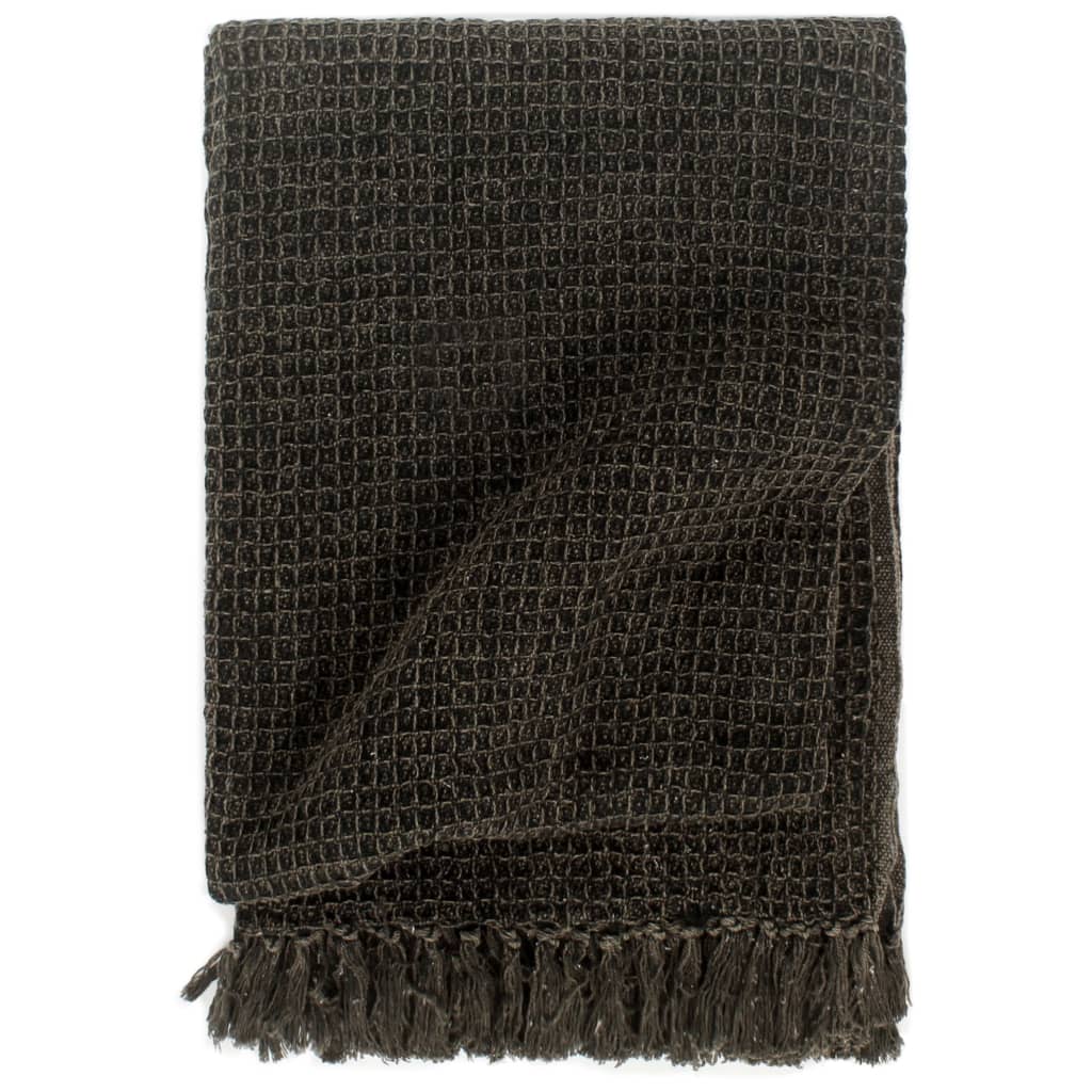 Berkfield Throw Cotton 220x250 cm Anthracite/Brown