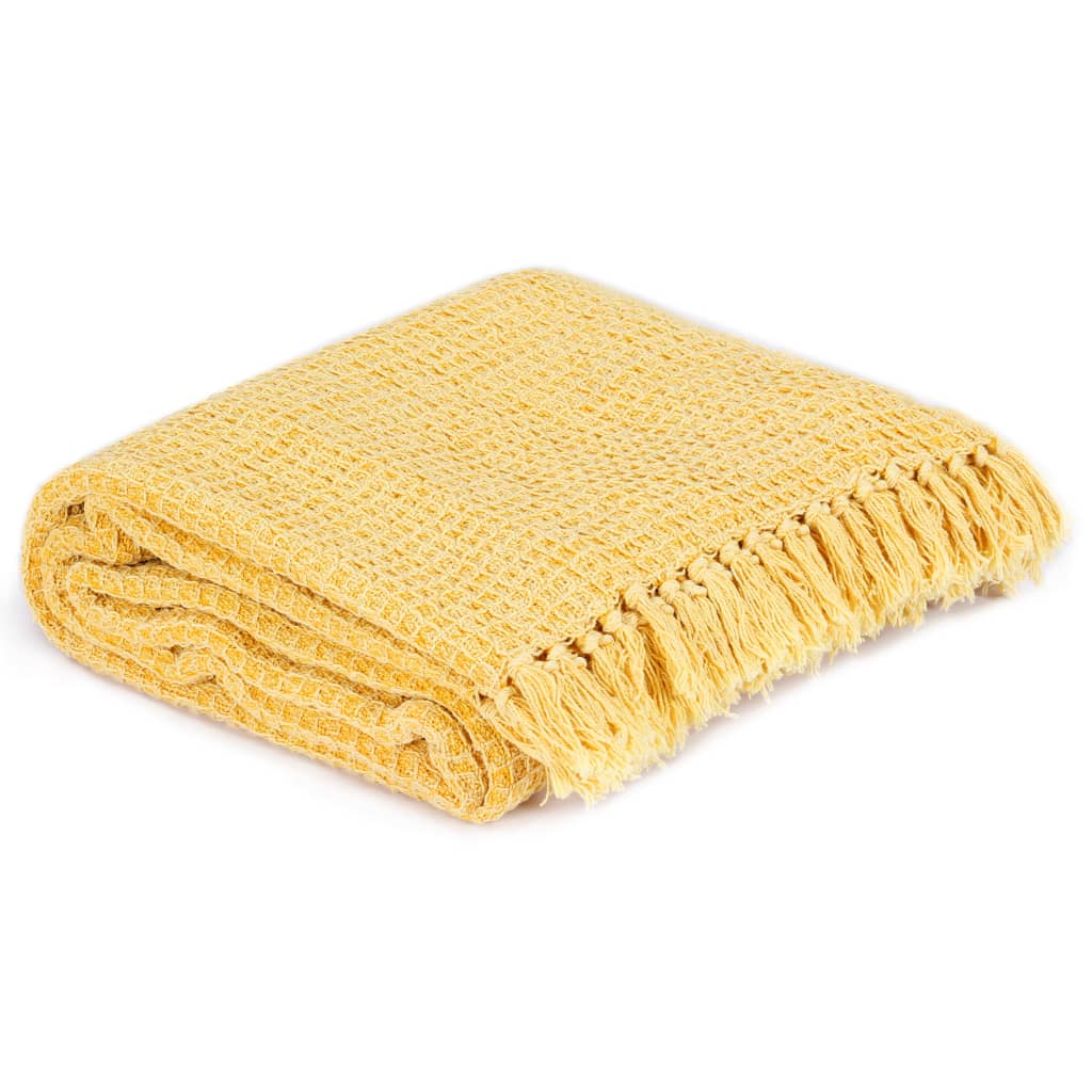 Berkfield Throw Cotton 220x250 cm Mustard Yellow