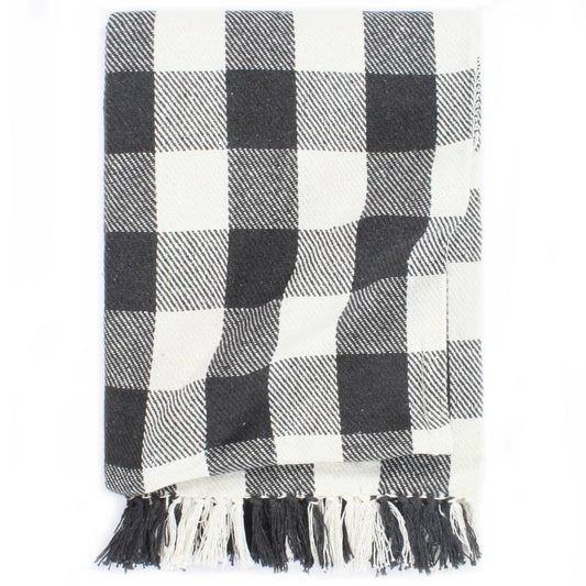 Berkfield Throw Cotton Check 160x210 cm Anthracite