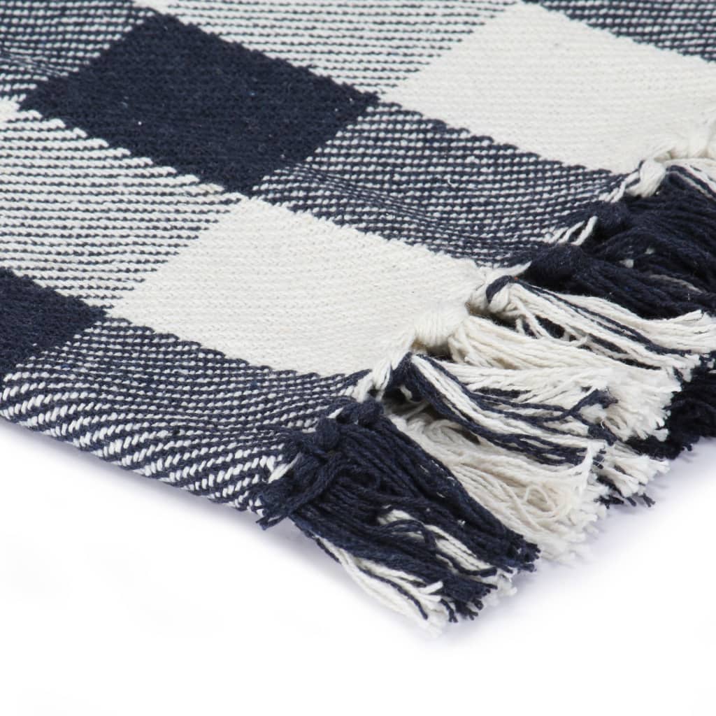 Berkfield Throw Cotton Check 160x210 cm Navy Blue