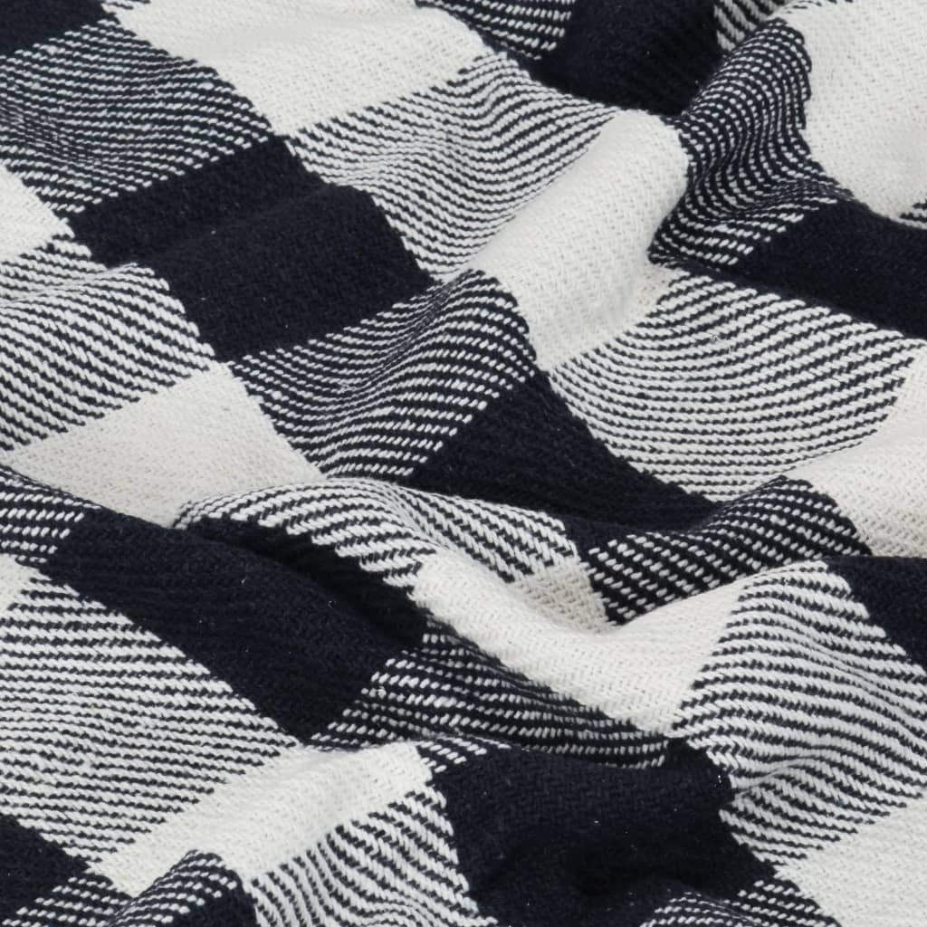 Berkfield Throw Cotton Check 160x210 cm Navy Blue