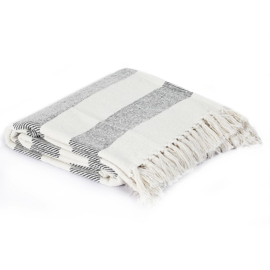 Berkfield Throw Cotton Stripe 125x150 cm Anthracite