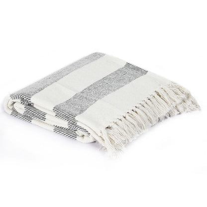 Berkfield Throw Cotton Stripe 125x150 cm Anthracite