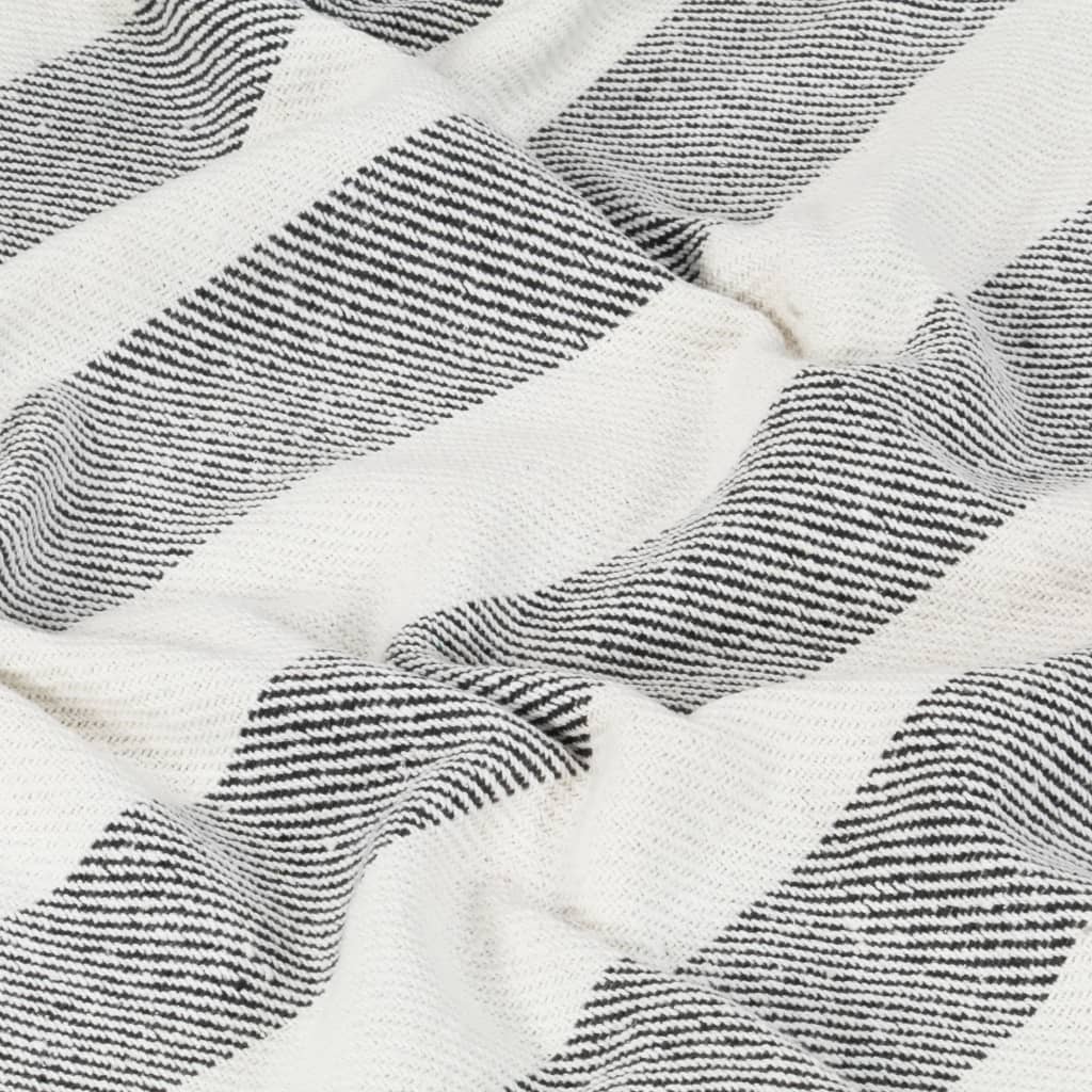 Berkfield Throw Cotton Stripe 125x150 cm Anthracite