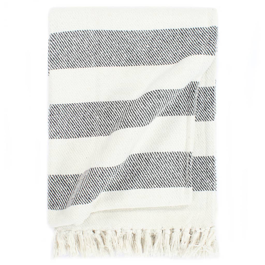 Berkfield Throw Cotton Stripe 220x250 cm Anthracite