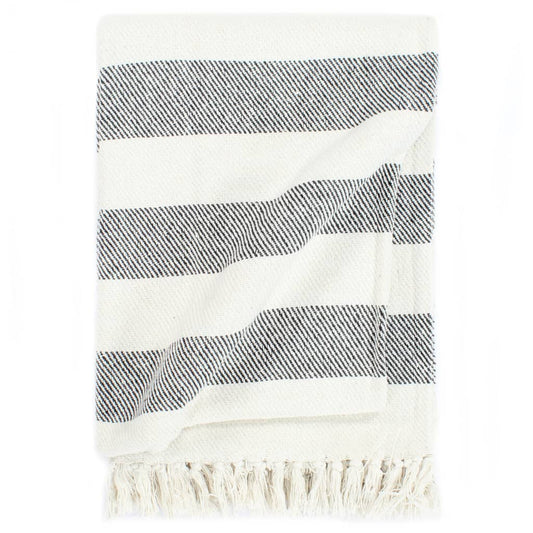 Berkfield Throw Cotton Stripe 220x250 cm Anthracite