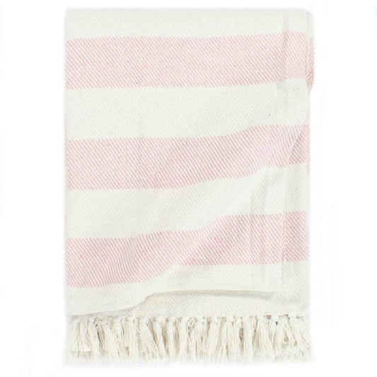 Berkfield Throw Cotton Stripe 125x150 cm Old Pink