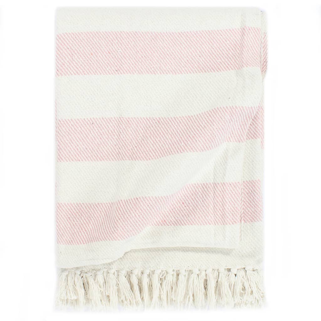 Berkfield Throw Cotton Stripe 220x250 cm Old Pink