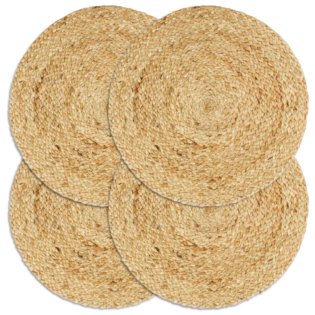 Berkfield Placemats 4 pcs Plain Natural 38 cm Round Jute