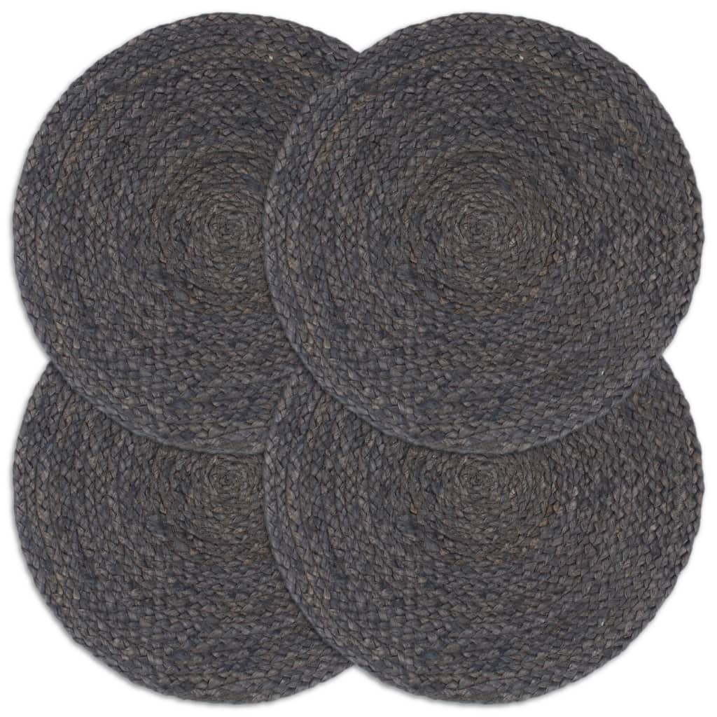 Berkfield Placemats 4 pcs Plain Dark Grey 38 cm Round Jute