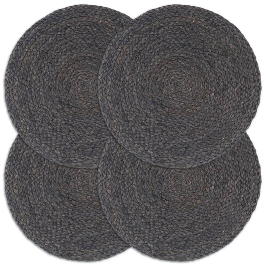 Berkfield Placemats 4 pcs Plain Dark Grey 38 cm Round Jute