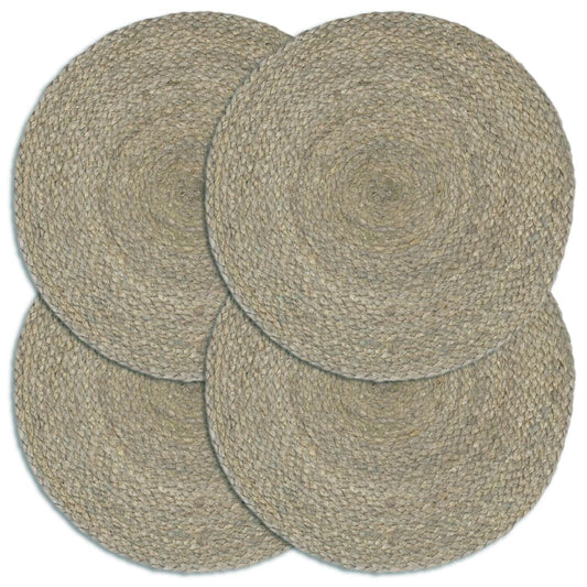Berkfield Placemats 4 pcs Plain Grey 38 cm Round Jute