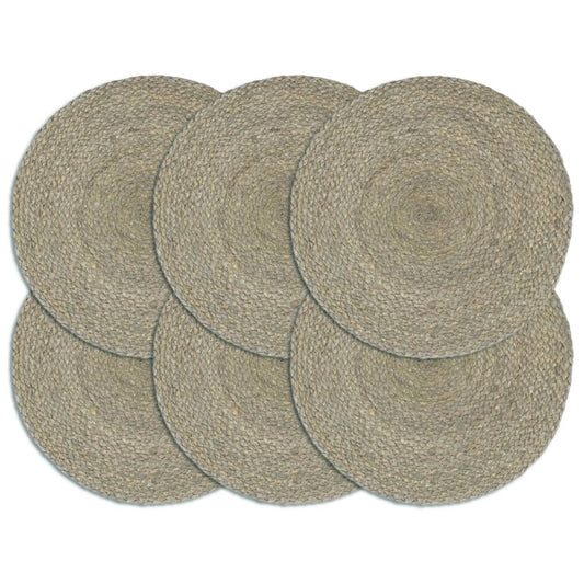 Berkfield Placemats 6 pcs Plain Grey 38 cm Round Jute