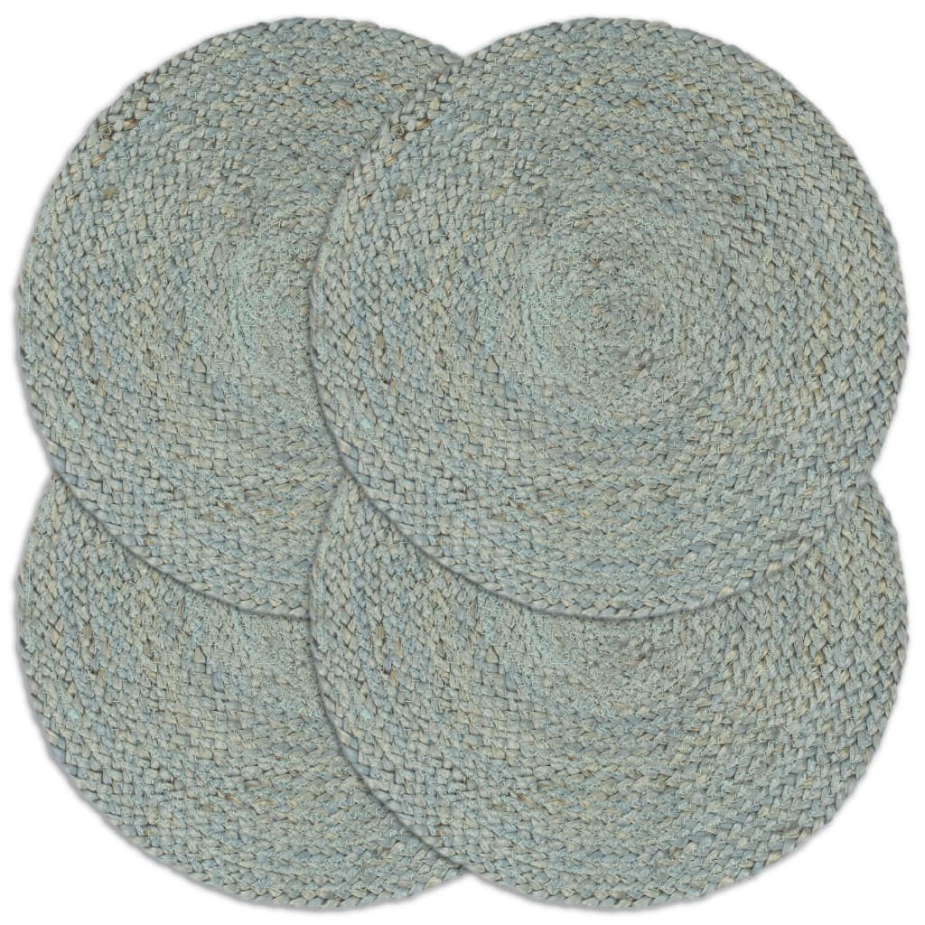 Berkfield Placemats 4 pcs Plain Olive Green 38 cm Round Jute