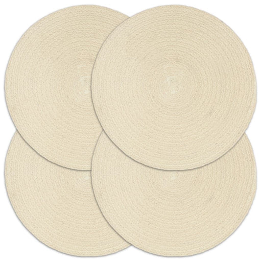 Berkfield Placemats 4 pcs Plain Natural 38 cm Round Cotton