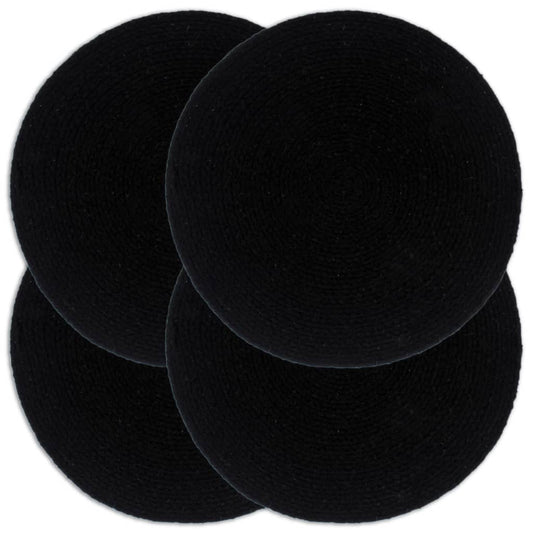 Berkfield Placemats 4 pcs Plain Black 38 cm Round Cotton
