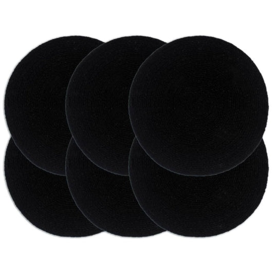 Berkfield Placemats 6 pcs Plain Black 38 cm Round Cotton